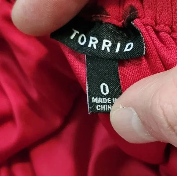 Torrid Women Size 0 Red Black Floral Chiffon Dress Gothic Cottagecore Romantic - Picture 5 of 8